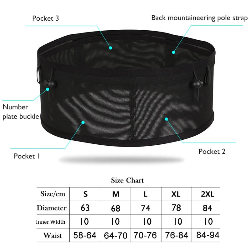 QUESHARK Running Waist Bag Elastic Mesh Close-fitting Cell Phone Bag Multifunctional Large Capacity Cycling Mountain Water Bag 6