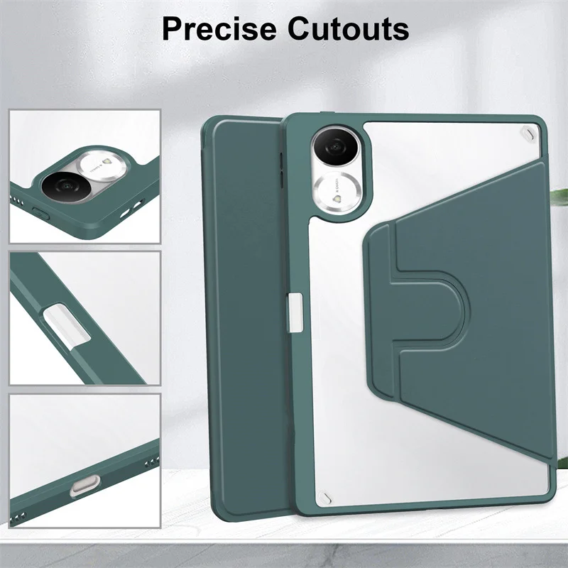 Shockproof 360 Rotating Acrylic Tablet Case with Pencil Holder - Smart and Durable Cover