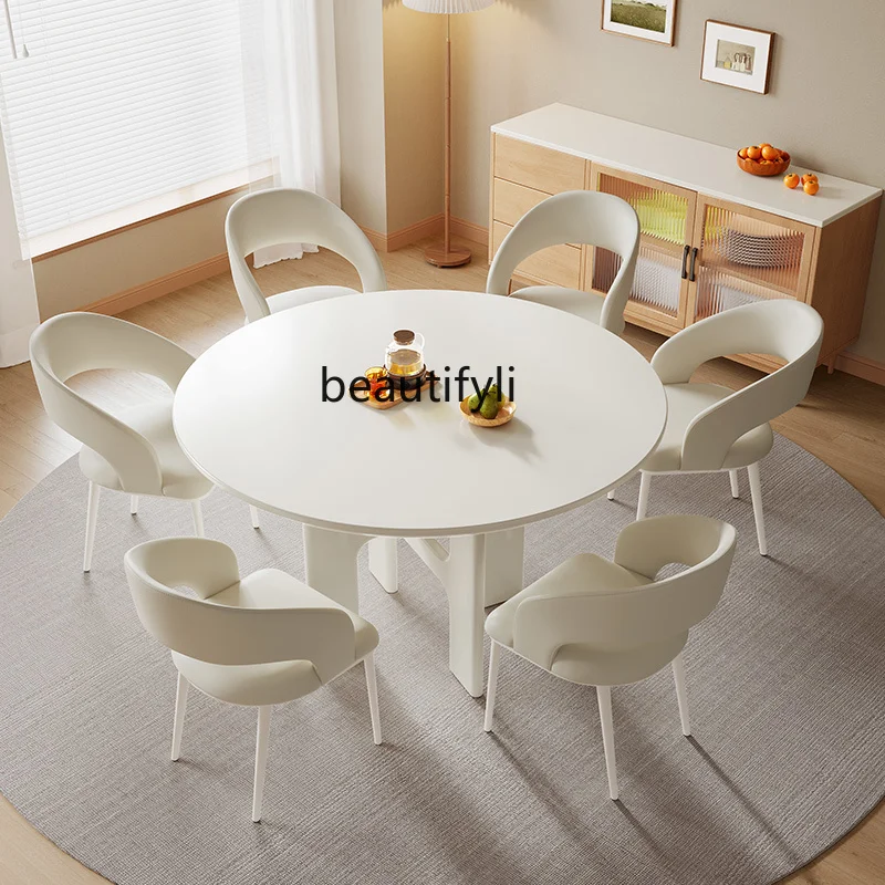 

Набор обеденных столов и стульев, итальянский бытовой минималистичный современный круглый обеденный стол для множества человек