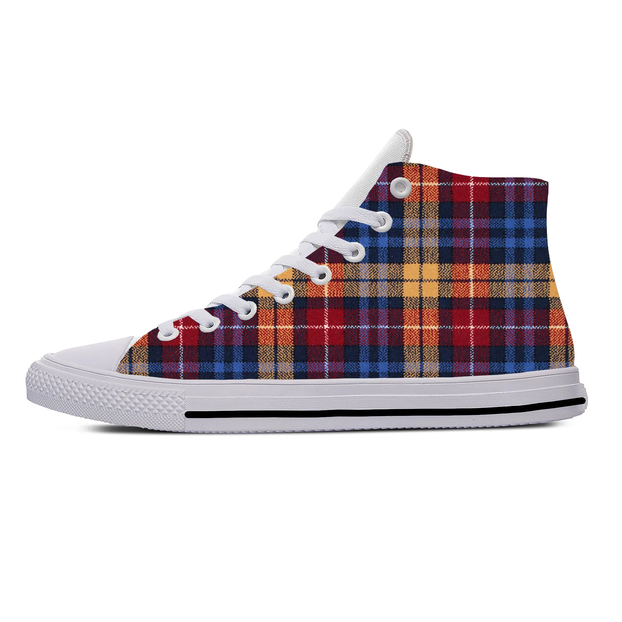 

Scottish Clan Buchanan Stewart Tartan Plaid Funny Casual Cloth Shoes High Top Lightweight Breathable 3D Print Men Women Sneakers