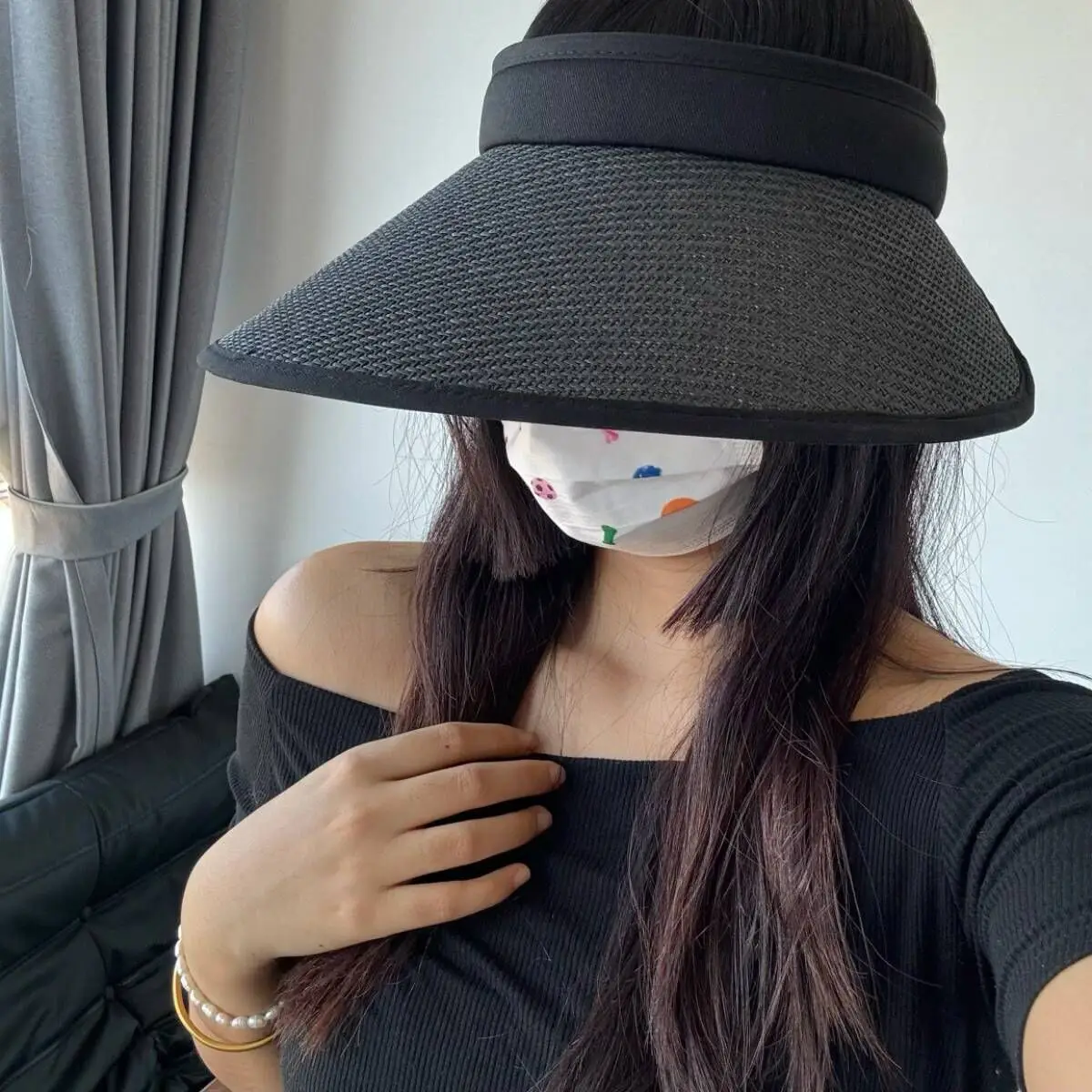 Summer Women Sun Hat Large Brim Empty Top Sunscreen Caps For Ladies Outdoor UV Protection Visor Cap_voghion.com