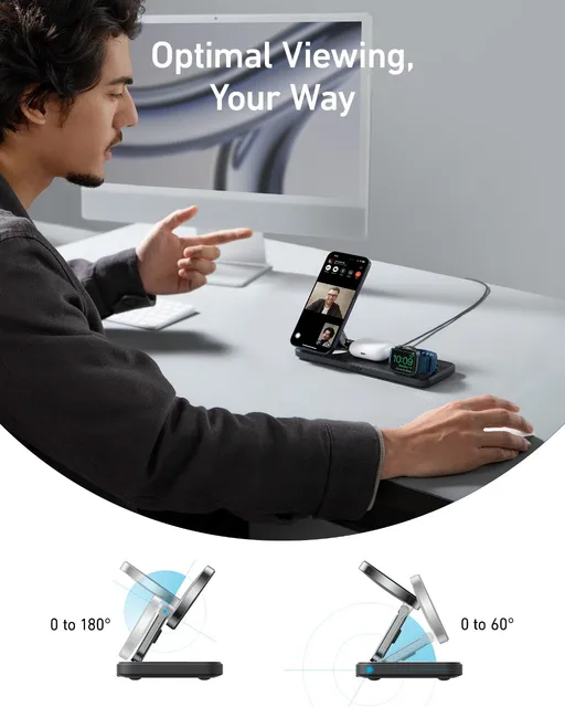 Anker MagGo Foldable 3-in-1 Wireless Charging Stand, Qi2 Certified, for iPhone 15/14/13/12, AirPods, Apple Watch - Hình ảnh 6