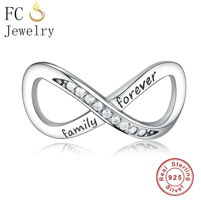 

FC Jewelry Fit Original Pan Charms Bracelet 925 Sterling Silver Family Forever Infinity Symbol Bead Women Making Berloque