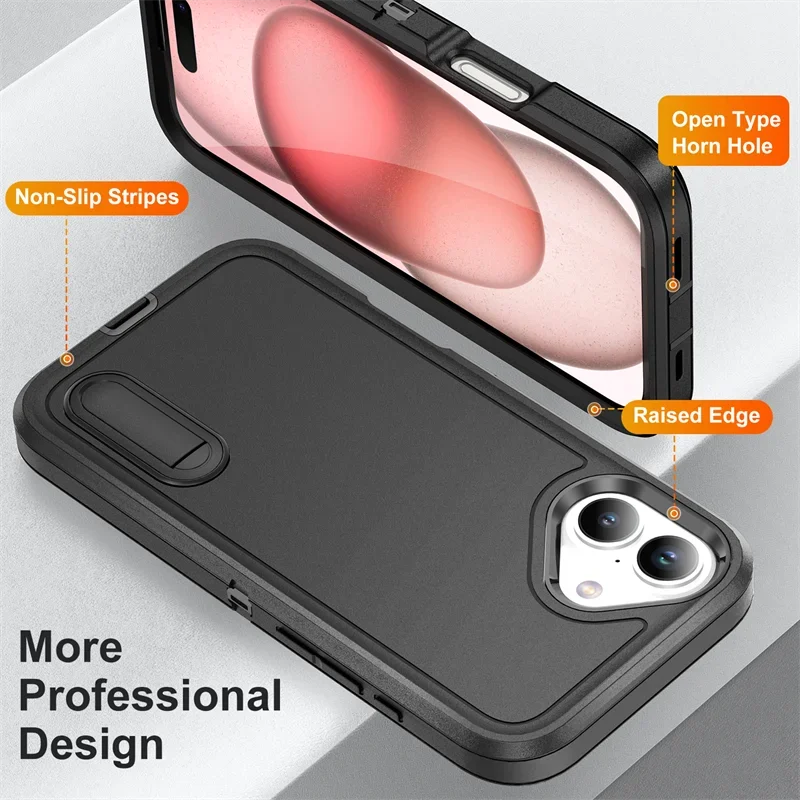 3 in 1 Hybrid Heavy Duty Armor Belt Clip Phone Case for IPhone 12 13 14 15 16 Pro Max XR 8 7 Plus SE Otter Case Box Back Cover_voghion.com