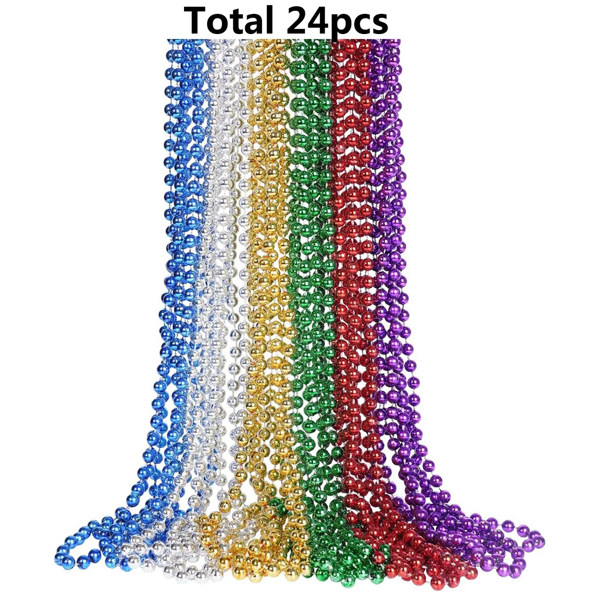 YaYuanSun 30PCS Mardi Gras Perline Mardi Gras Verde Viola Oro Mast Perline Collane Mardi Gras Costumi Assortiti Collana di Perle Collane Costume per Mardi Gras Carnevale Forniture per feste, Plastica
