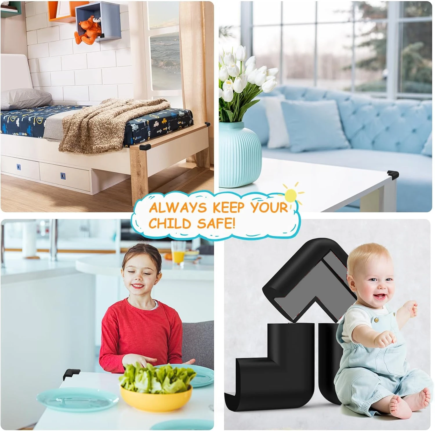 Soft Baby Proofing Corner Guards 4pcs Pre-Taped Table Corner Protector Child Safety Furniture Bumper Sharp Edge