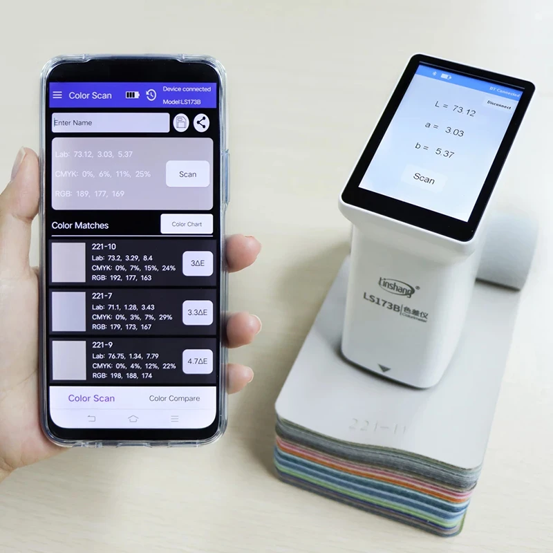 Linshang LS172 LS173 LS172B LS173B Smart Touch Screen Colorimeter for Coating Ceramic Plastic Paint Color Measurement Comparison