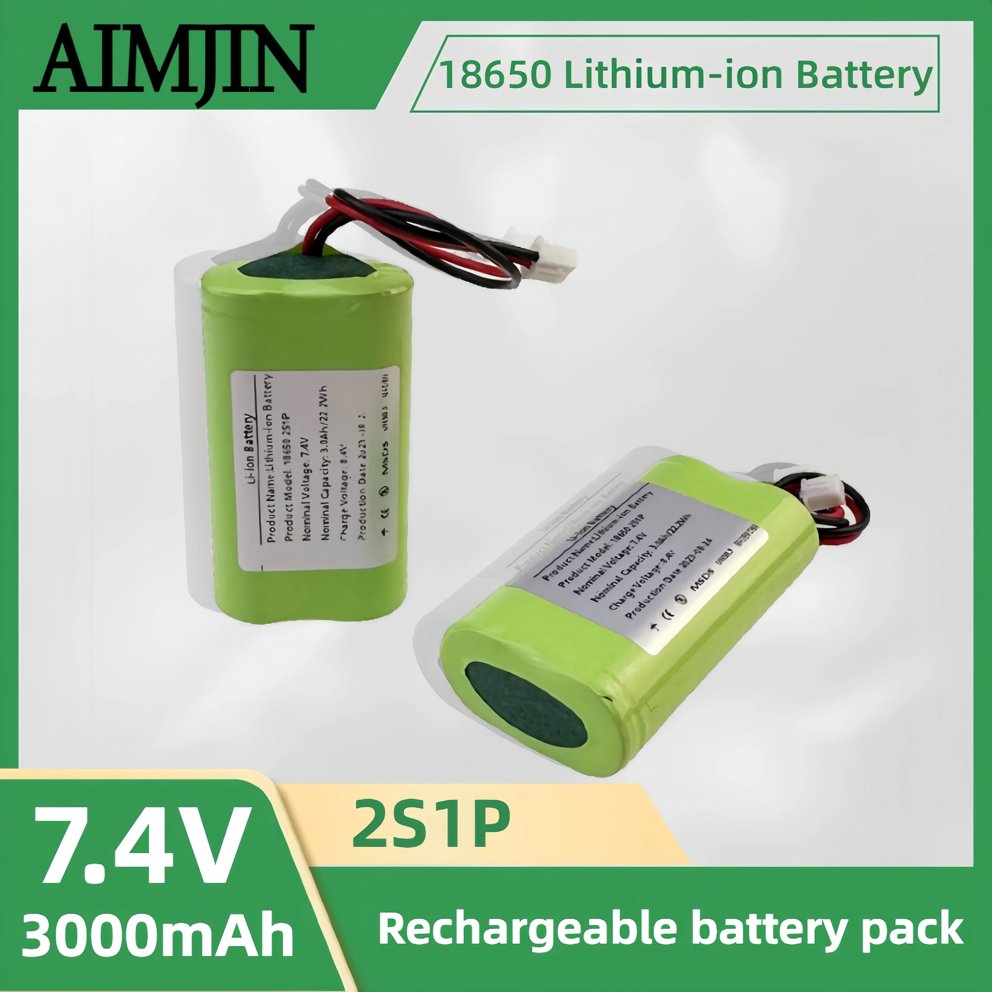 7.4V 3000mah 18650 li-ion battery pack with XH2.54 2P Plug 7.4V high  capacity 18650-2S lithium battery upgrade 3000mah wholesale - AliExpress