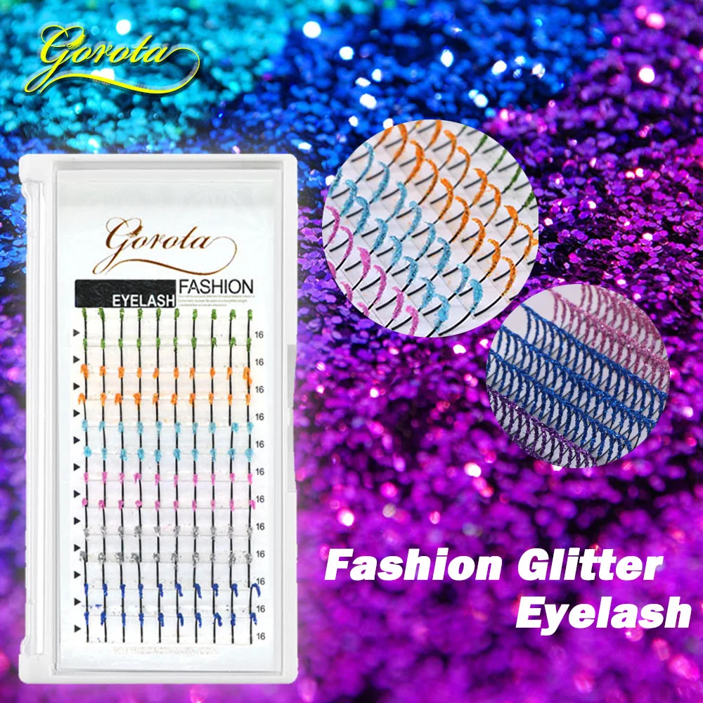 12 Rows Mix Colorful Fashion Glitter Eyelash Extensions Individual