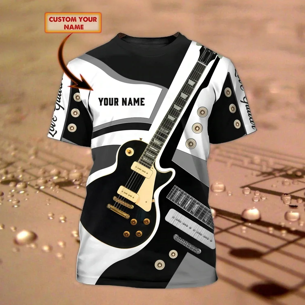 Neueste Sommer männer T-shirt Gitarre Personalisierte Name 3D Gedruckt t-shirt Unisex Casual T-shirt Beste Geschenke Zu Gitarre Liebhaber DW132 – Detail 12