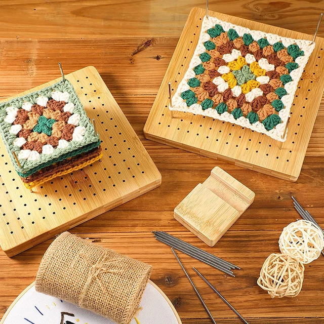 Wooden Crochet Square Blocking Board, Handcrafted Wood Crochet Blocking  Board With 10 Steel Pins, Knitting And Crochet Supplies For Grandmothers,  Moms