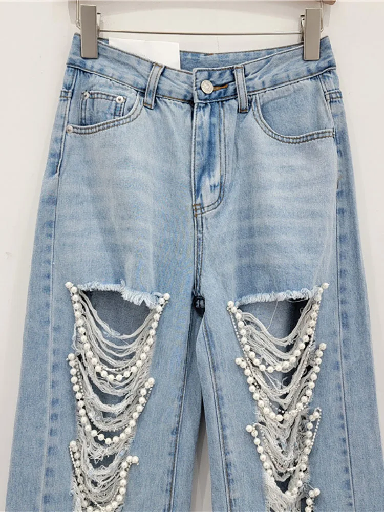 Denim Pantalones Rotos De Atras Mujer Cintura Pantalones Rotos De