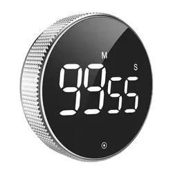 Enhanced Magnetic Rotary Kitchen Timer with Loud Alarm and Stopwatch Functionality (Silvery 1pc)
