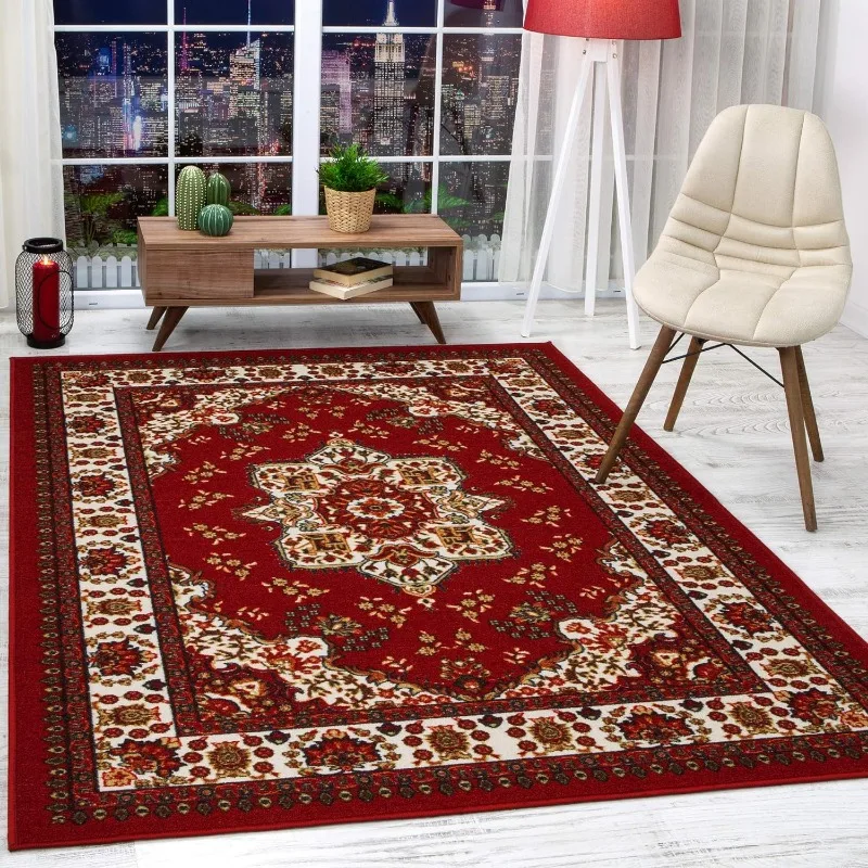 Traditional Non-Skid (Non-Slip) Low Profile Pile Rubber Backing Indoor Area Rugs