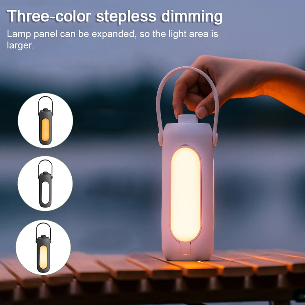 

Multifunctional Camping Lamp Cordless 3 Color Light Stepless Dimming Tent Light 10000mAh Large Capacity USB Emergency Lamp