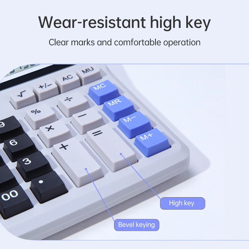 Desk Calculator 12 Digit LCD Display Solar Battery Powered  Big Button Giant Accounting Calculator w/ Anti-slip Bottom for Home