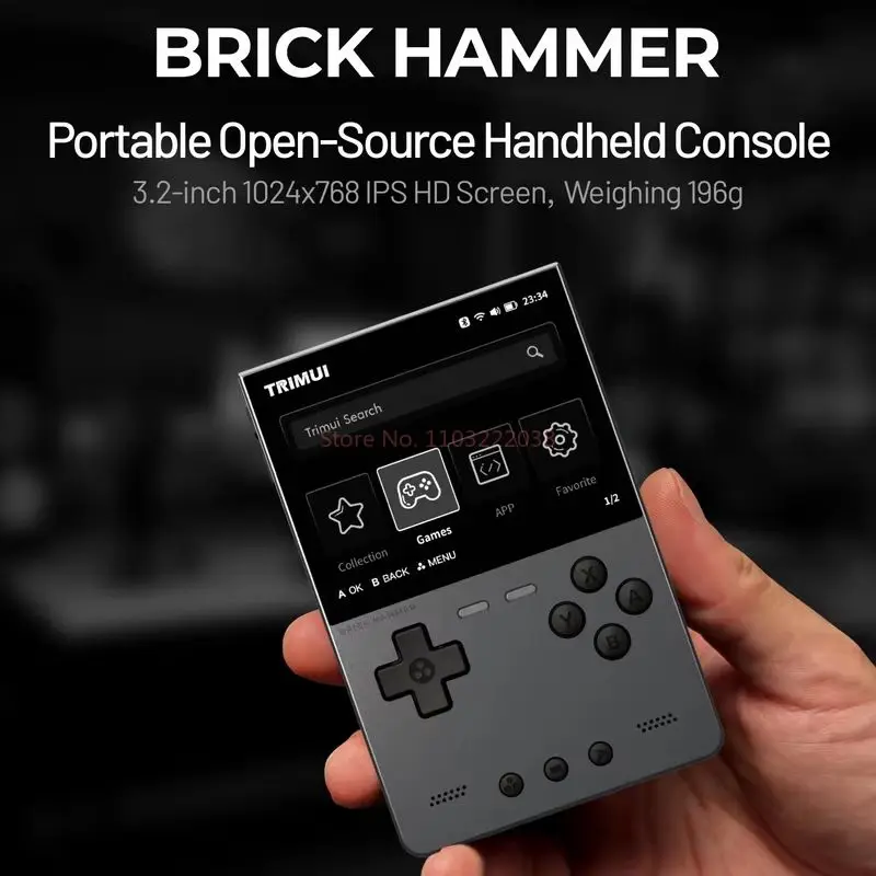 Trimui Brick Hammer Handheld Game Console 3.2 Inch IPS Screen 1024x768 Allwinner A133plus Metal Plate Retro Arcade_voghion.com