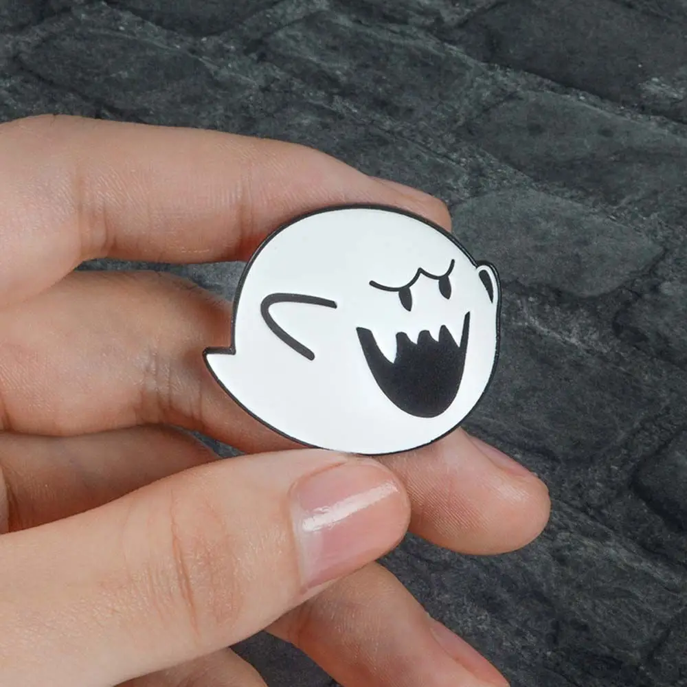 

Super Pins Boo Brooches Badges Hard enamel pins Backpack Bag Hat Leather Jackets Fashion Accessory Super White ghost Bros Gifts