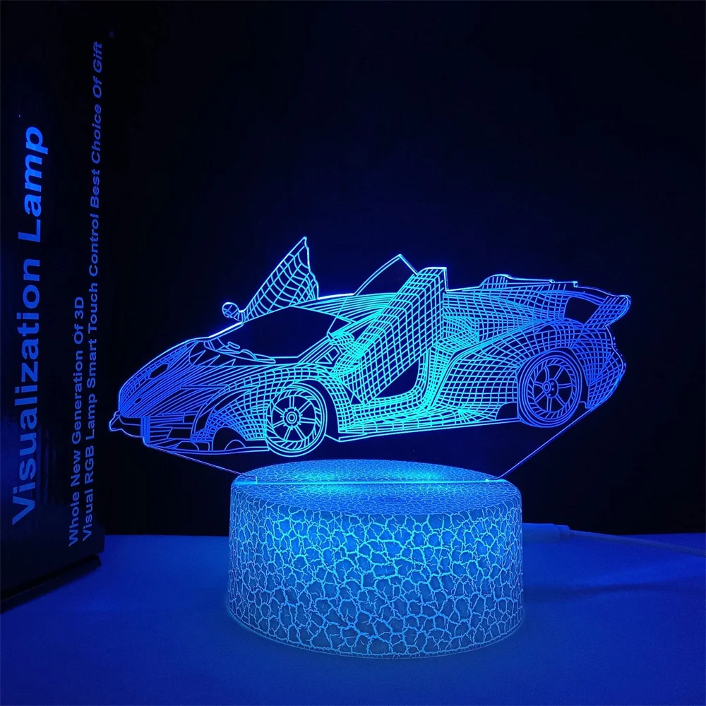 Veilleuse LED 3D avec Capteur Tactile pour Voiture de Course