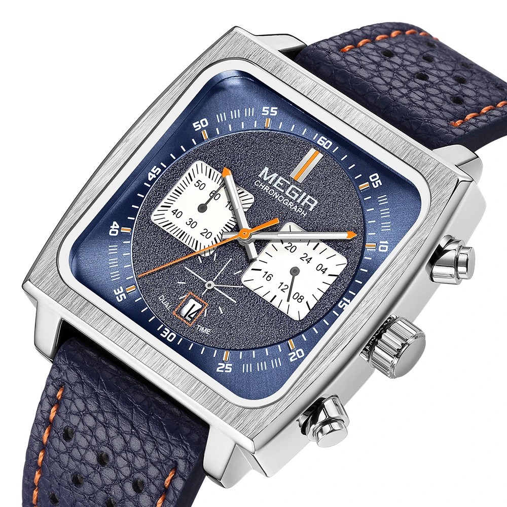 

MEGIR 2022 Analogue Original Watch Men Top Brand Fashion Luxury Rectangle Quartz Military Watches Waterproof Luminous Leather Wr