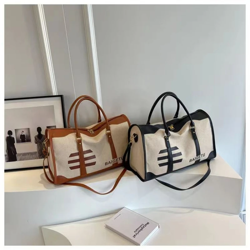 Fashionable Canvas Bag New Travel Bag Women's Bag Durable Large Capacity Handheld One Shoulder Travel Bag