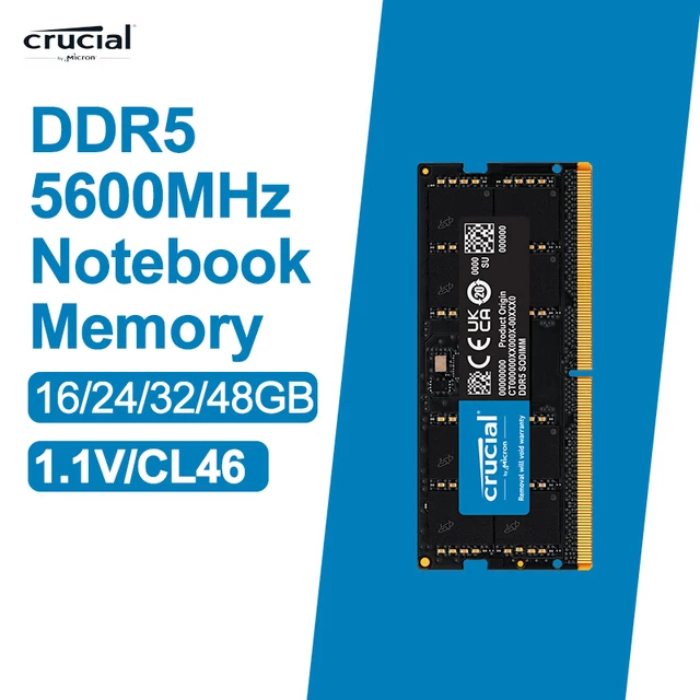PC5-44800 노트북 메모리, Crucial RAM, 비 ECC SODIMM, 16GB DDR5, 5600MHz PC5-44800 노트북 메모리, Crucial RAM, 비 ECC SODIMM, 16GB DDR5, 5600MHz