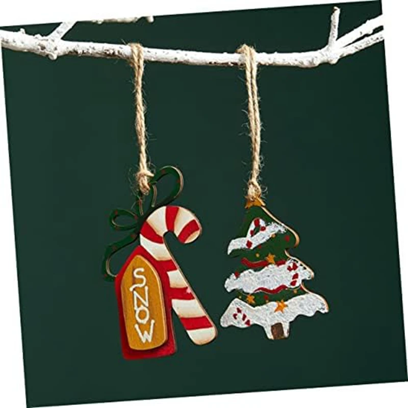 

5 PCS Wooden Christmas Tree Pendants Christmas Tree Ornament Christmas Decoration