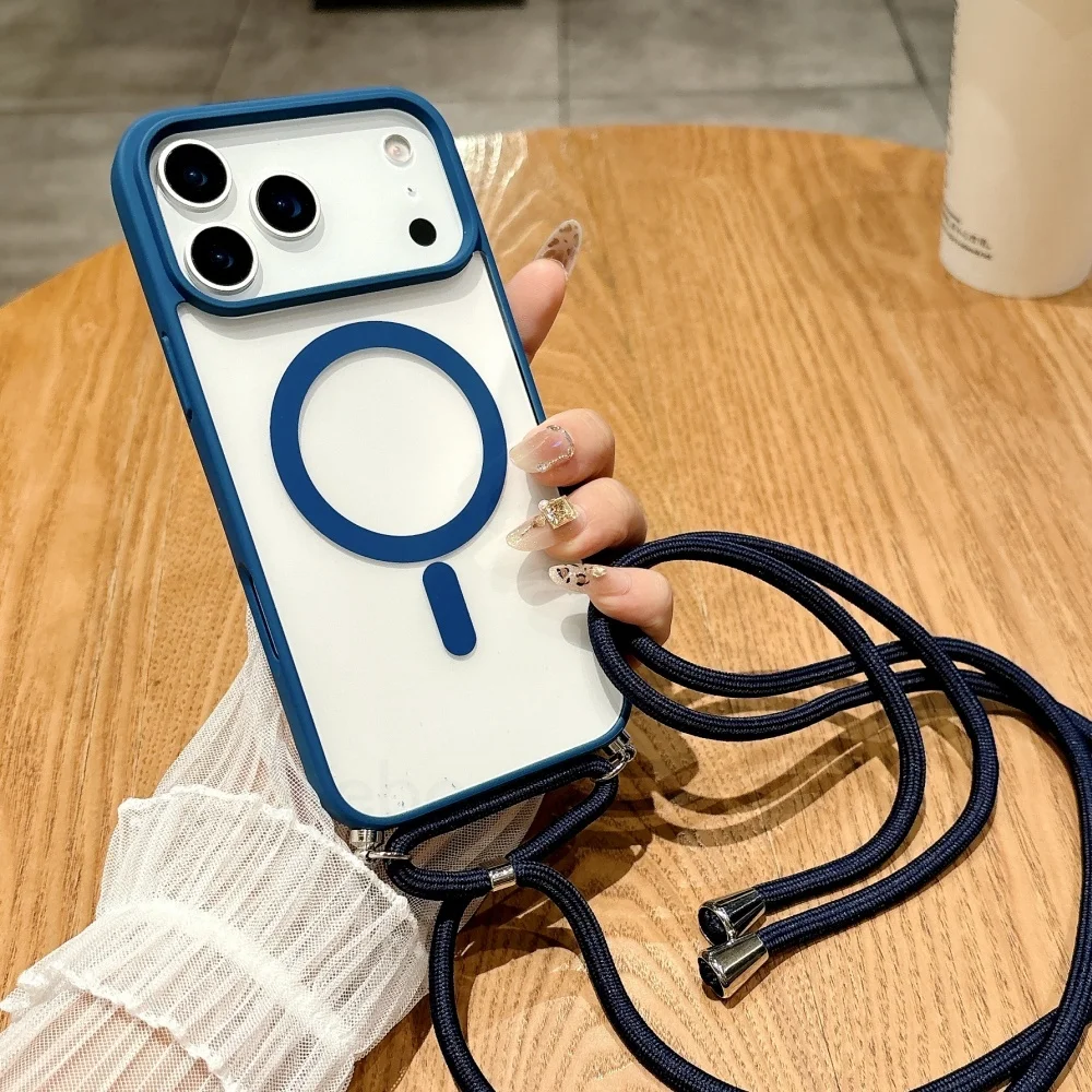 Universal MagSafe Crossbody Strap Case - Shockproof Wireless Charging Cover with Lanyard