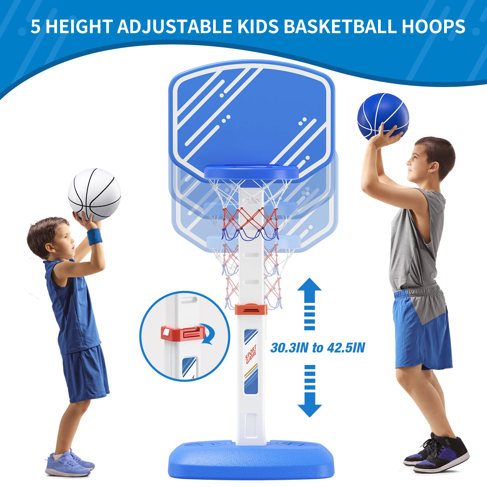 Garden Pool Basketball Hoop Toddler Basketball Hoop Indoor & Outdoor Toy with Adjustable Height,Basketball Games for Boys Girls 5