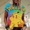 New Arrivals Pokémon Womens T-Shirts Tops Pokemon 3d Print T Shirt Trendy Summer Casual Short Sleeve Pikachu Cute Clothing Tees 3