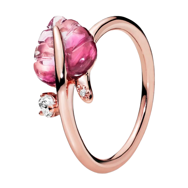 Rose Gold Bridal Sets Wedding Bands Couple Rings For Women Princess Tiara Wishbone String Of Bead Murano Glass Leaf Fine Jewelry