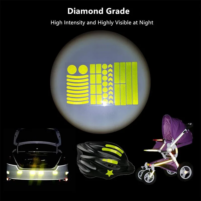 Reflective Tape Bands Bike Reflective Tape Reflective Stickers Reflective Tape 42Pcs/set Self-adhesive Reflective Stickers Wheel Hub Rim Reflectors Tape Roadway Night Safety Strip For MTB Scooter Helmet Body