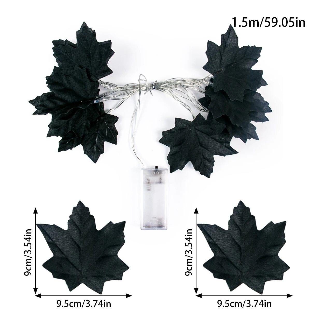 2 Guirlandes Halloween Feuilles D'érable Noires 2m - Décoration Automne, Fête, Intérieur/extérieur, Flexible