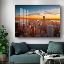 

Custom New York Skyscraper City Canvas Poster Silk Fabric Modern Style Prints Party House Decor Room#211217-38