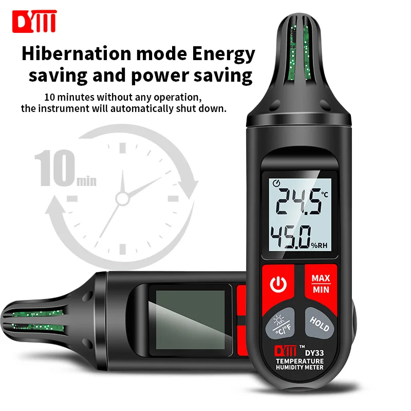 Thermometer Hygrometer Digital Thermometer Temperature and Humidity Meter Hygrometer Thermometer DY33 Digital Temperature Humidity Meter Thermometer Accurate Measurement Hygrothermograph Handle Type Hygrometer MAX/MIN Mode