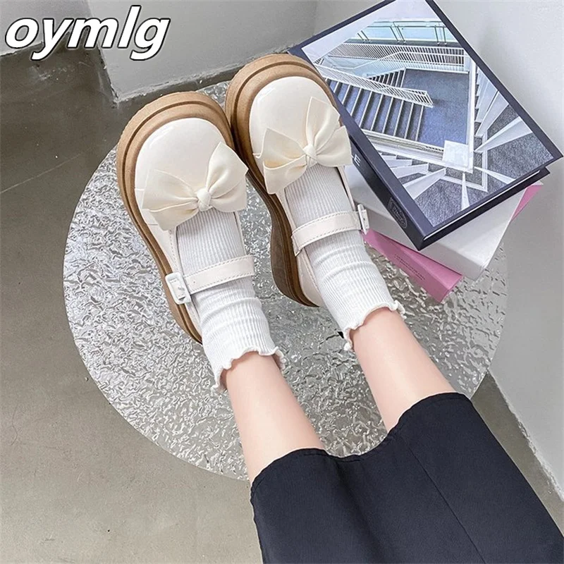 Gentle Women's Small Leather Shoes 2023 Spring/Summer New Versatile Thick Sole Shallow Mouth Single Shoe