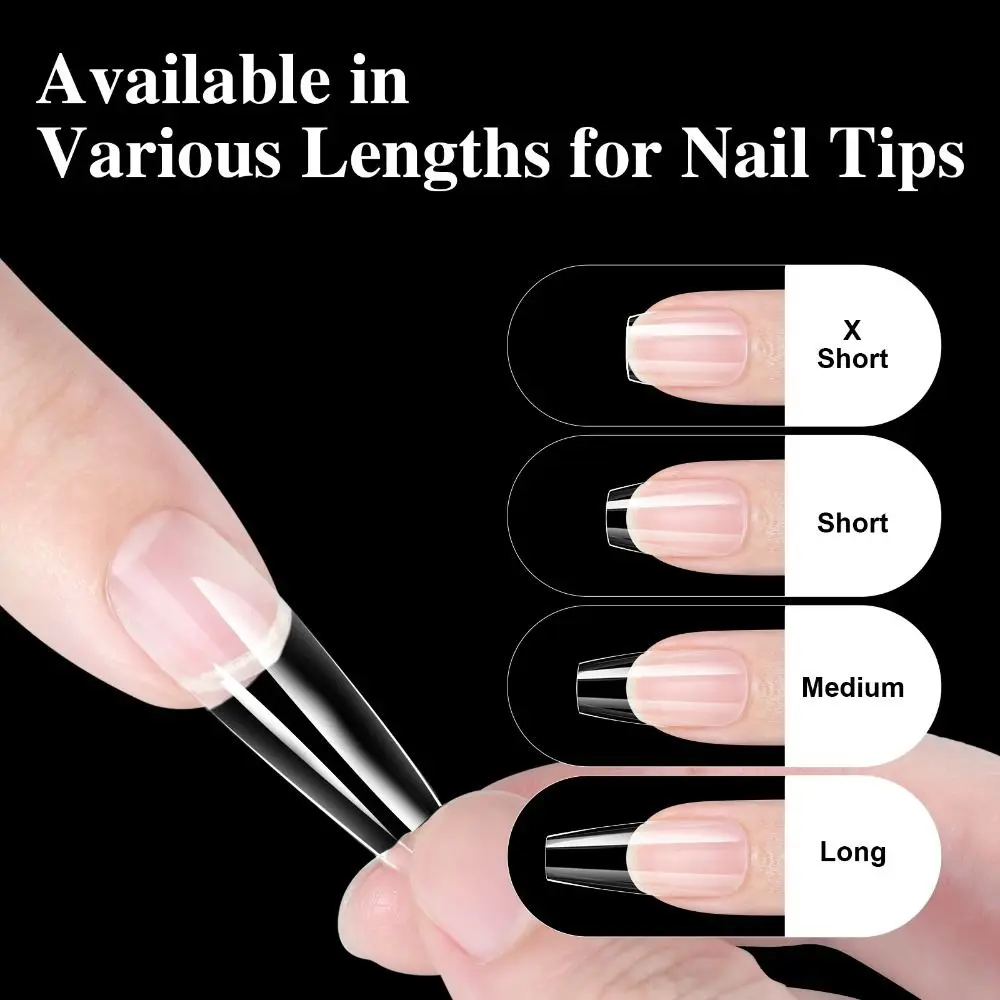 New 16 Sizes Gel False Nail Tips Curved Arch Soft Fake Nails Extension Full Cover Artificial Press on Nails for Women Girls