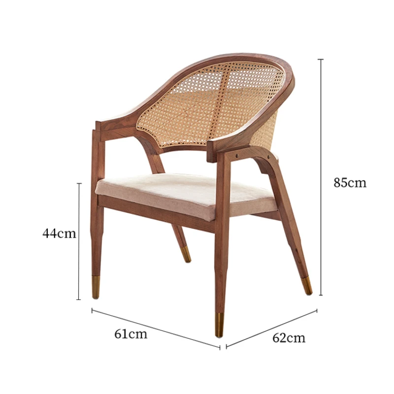 

XK ротанговый обеденный стул из твердой древесины, скандинавский ретро-стул для отдыха, мягкое кресло для кофе, ресторана