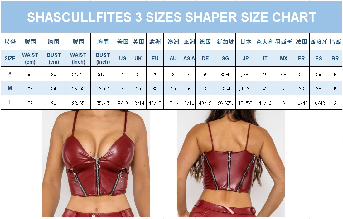 Shascullfites Melody Weiß Pu Leder Shapers Reißverschlüsse Crop Top Gothic Frauen Slim Fit Tops Ärmel Straps Tank Top – Detail 1