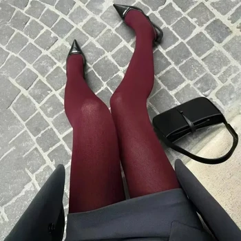 Collant da donna Calze sottili Collant Super Elastico Leggings di grandi dimensioni Rosso Media da donna Collant sexy Primavera Autunno Inverno
