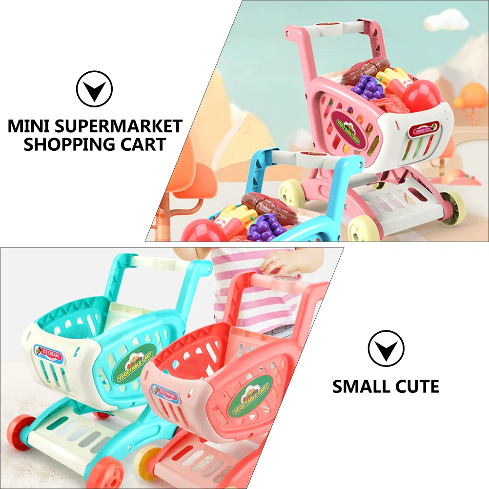 Children's Shopping Cart Learn to Walk Toy Toys Kids Playing Mini Storage Supermarket Simulated Trolley Plastic 6