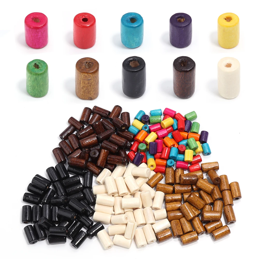 200-400pcs/Lot Color Maple Wood Beads Cylinder Shape Loose Wooden