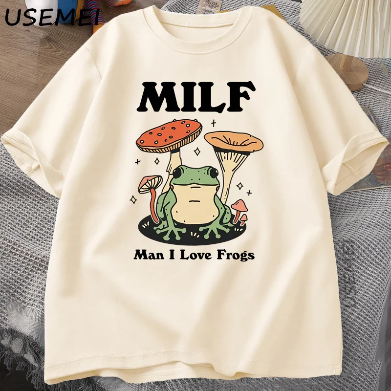 Retro Frosch T-shirt Lustige MILF Froggy T Shirt Cottagecore Froggy T-shirt Kröte Frosch Liebhaber T-shirts Mann Kleidung Tees Kurzarm