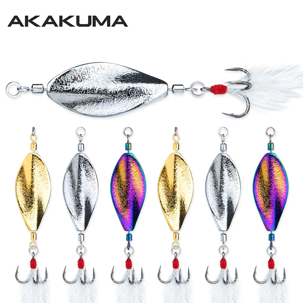 3Pcs Spoon Fishing Lure 3 Colors 5g/7g/10g/15g Treble Hook Metal Swimbait Artificial Hard Bait Sinking for Trout Bass