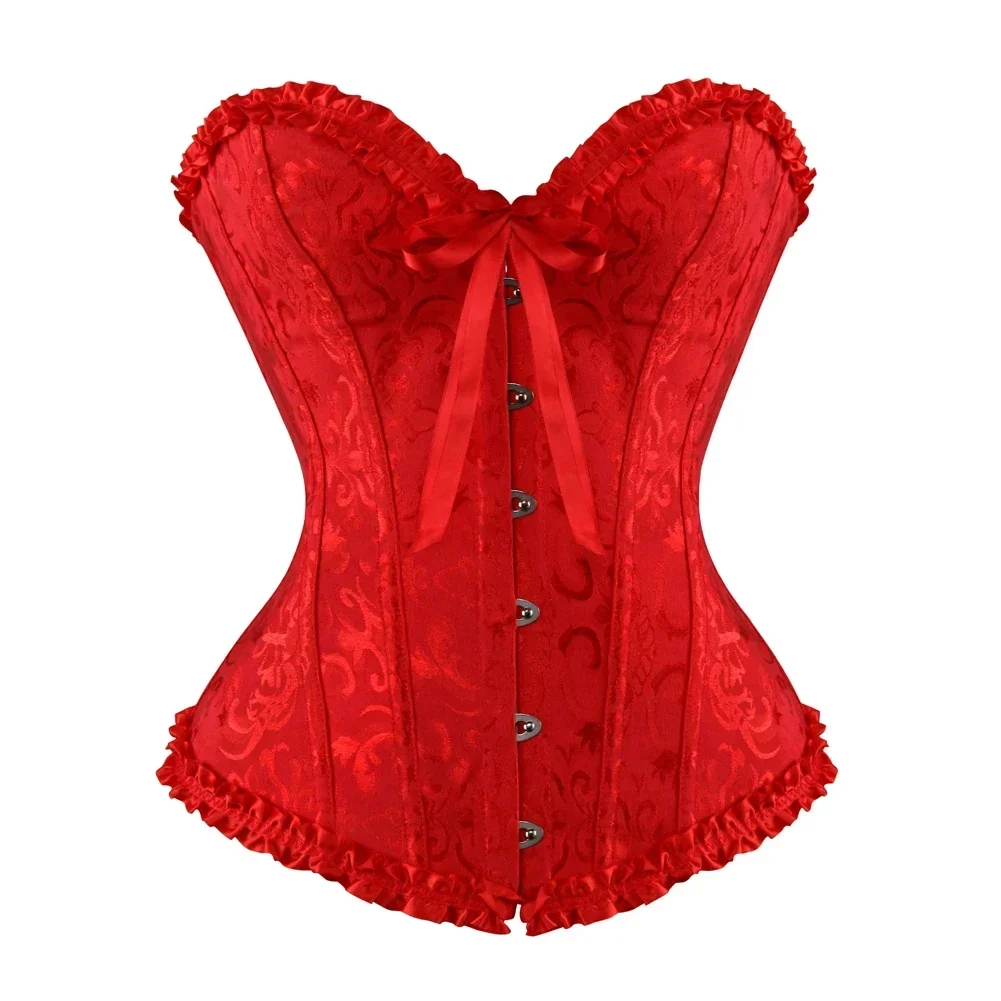 Sexy Bustiers And Corsets Floral Lace Tops For Women Vintage Gothic Overbust Satin Jacquard Corsets Waist Corset Corset Bustier Top Lace Corset