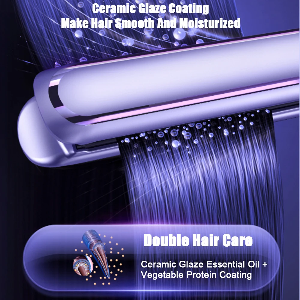 Professional Flat Iron Hair Straightener 2 in 1 Negative Ion Electric Curling Iron Dual Voltage Instant Heating Styling Tools 4