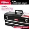 20-Inch Black Steel 2-Drawer Tool Box Chest with Lid Ergonomic Handle Secure Latches Ball-Bearing Slides Garage Workshop Storage 2
