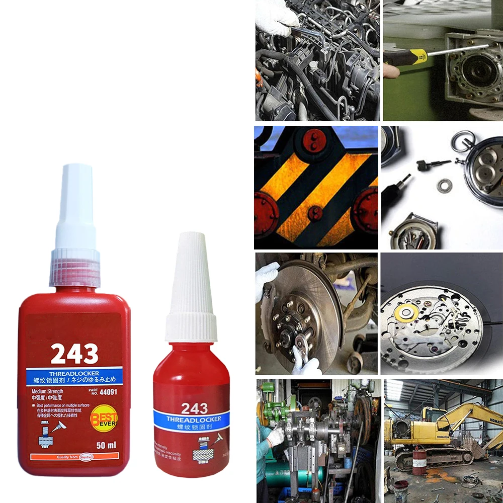 10ml/50ml Screw Glue 243 Thread Locker Tightening Screws Prevent Loosening Rusting Caulking Adhesive Temperature Resistance Tool 5