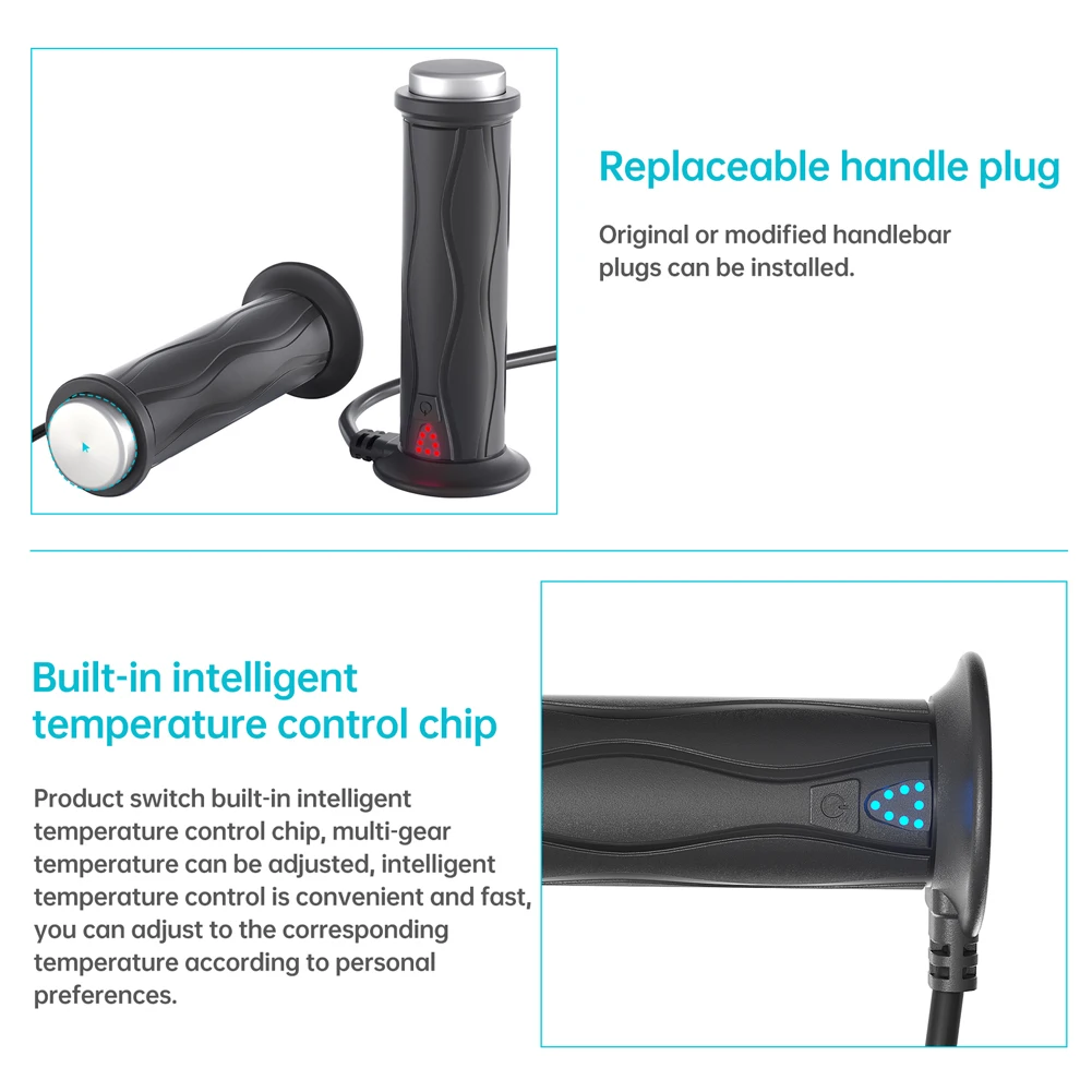 DC 12V Adjustable Hot Grip Handle Silicone Electric Molded Grips Waterproof Electric Hot Heated Grip Motorcycle Parts for Winter