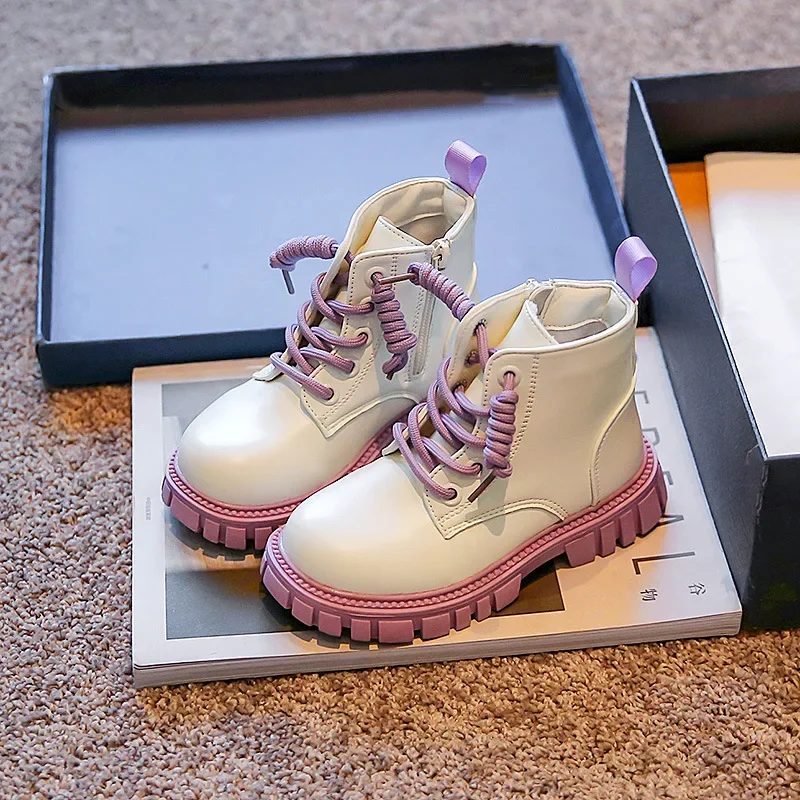 

Kids Fashion Casual Boots for Girls PU Simple Non-slip Children Boots Drop Shipping Non-slip PU Solid Color Side Zipper Princess
